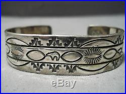 Rare Mary Morgan Vintage Navajo Hand Tooled Sterling Silver Bracelet