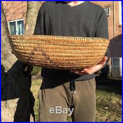 Rare & Massive Antique Pima / Papago Native American Woven Decorated Coil Basket