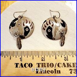 Rare Michael Haskell Lakota Native American Sterling Silver BULL BEAR Earrings