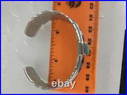 Rare- Michael Kirk For Relios Co. Sterling /inlaid Gems Feather Style Cuff #j44