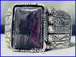 Rare Midnight Charoite Vintage Navajo Sterling Silver Bracelet