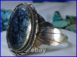 Rare NAVAJO LANDER BLUE TURQUOISE STERLING SIlver Cuff Bracelet PRIVATE PIECE