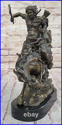 Rare Najavo Native American Indian Art Chief Horse Bronze Marble Statue 15 LBS