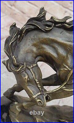 Rare Najavo Native American Indian Art Chief Horse Bronze Marble Statue 15 LBS