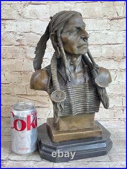 Rare Najavo Native American Indian Art Chief Horse Bronze Marble Statue Art Sale