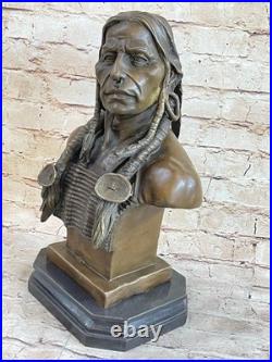 Rare Najavo Native American Indian Art Chief Horse Bronze Marble Statue Art Sale