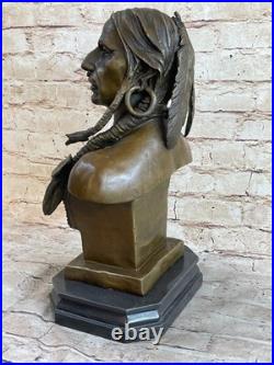 Rare Najavo Native American Indian Art Chief Horse Bronze Marble Statue Art Sale