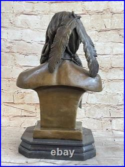 Rare Najavo Native American Indian Art Chief Horse Bronze Marble Statue Art Sale