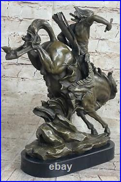 Rare Najavo Native American Indian Art Chief Horse Bronze Marble Statue Gift Art