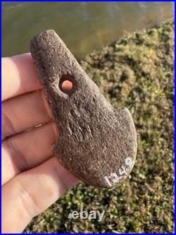 Rare Native American Anchor Pendant Spud Drilled Gorget Artifact