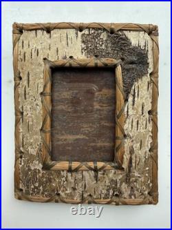Rare Native American Antique Birch Bark & Sweetgrass Picture Frame