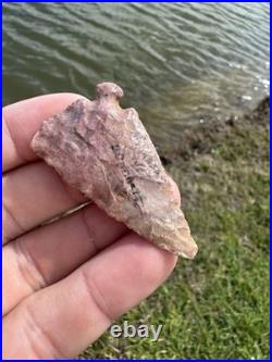 Rare Native American Arkansas Red Corner Notch Arrowhead Point