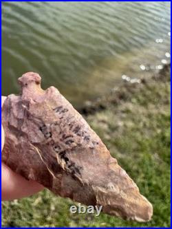 Rare Native American Arkansas Red Corner Notch Arrowhead Point