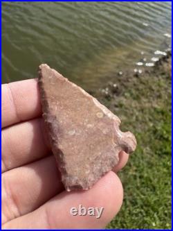 Rare Native American Arkansas Red Corner Notch Arrowhead Point