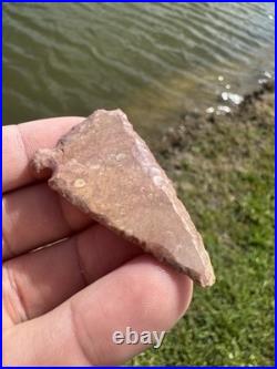 Rare Native American Arkansas Red Corner Notch Arrowhead Point