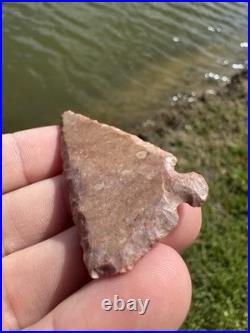 Rare Native American Arkansas Red Corner Notch Arrowhead Point