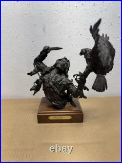 Rare Native American Bald Eagle Bronze Statue 15/15 Dark Winter Covelle Jones