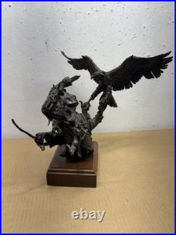 Rare Native American Bald Eagle Bronze Statue 15/15 Dark Winter Covelle Jones