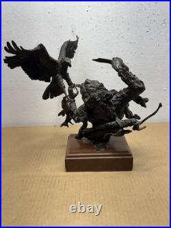 Rare Native American Bald Eagle Bronze Statue 15/15 Dark Winter Covelle Jones