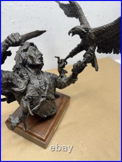 Rare Native American Bald Eagle Bronze Statue 15/15 Dark Winter Covelle Jones
