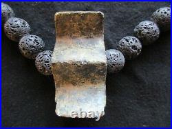 Rare Native American Bannerstone, On Lava Beaded Necklace, Ott-012206266
