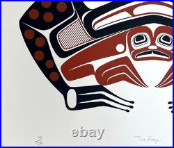 Rare Native American Barry Herem Signed & Numbered TWO FROGS Serigraph Art Print