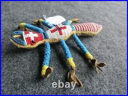 Rare Native American Beaded Leather Fetish, Indian Ant Effigy Amulet, Day-02139c