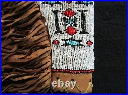 Rare Native American Beaded Leather Holster, From South Dakota, Sd-082105762