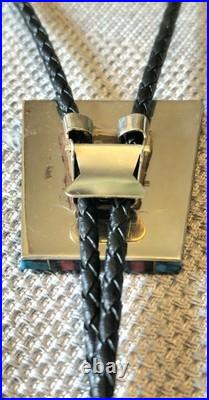 Rare Native American Bolo Tie David Yellowhorse Turquoise & Silver HORSE