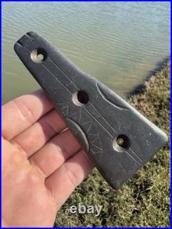 Rare Native American Carved Drilled Slate Pendant With petroglyph