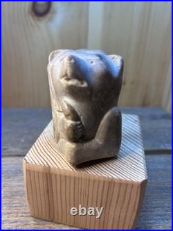 Rare-Native American Chief And Bear As One-Carving Sunny Skye Signed Sculpture