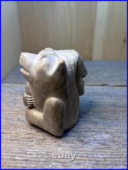 Rare-Native American Chief And Bear As One-Carving Sunny Skye Signed Sculpture
