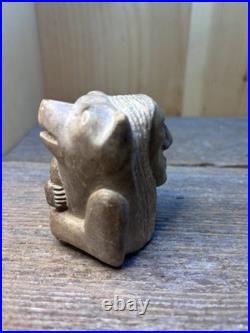 Rare-Native American Chief And Bear As One-Carving Sunny Skye Signed Sculpture