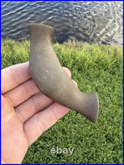 Rare Native American Crescent Drilled Knobbed Bannerstone Rare Native American Crescent Drilled Knobbed Bannerstone
