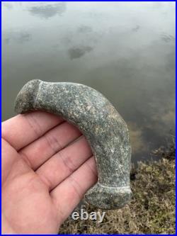 Rare Native American Crescent Knobed Drilled Bannerstone Arrowhead