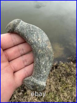 Rare Native American Crescent Knobed Drilled Bannerstone Arrowhead