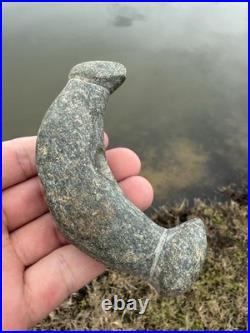 Rare Native American Crescent Knobed Drilled Bannerstone Arrowhead