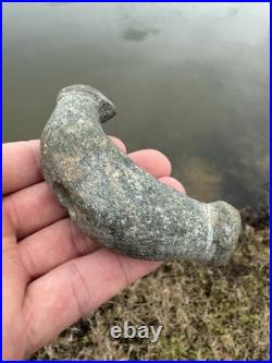 Rare Native American Crescent Knobed Drilled Bannerstone Arrowhead