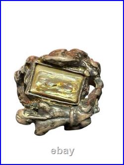 Rare Native American Deer Sterling Silver Abalone Ring Unisex Size 10