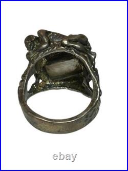 Rare Native American Deer Sterling Silver Abalone Ring Unisex Size 10