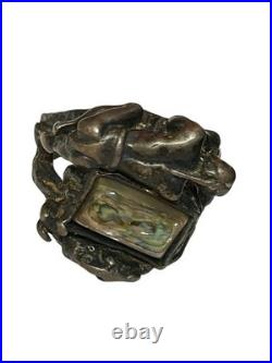 Rare Native American Deer Sterling Silver Abalone Ring Unisex Size 10