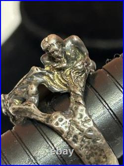 Rare Native American Deer Sterling Silver Abalone Ring Unisex Size 10