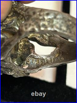 Rare Native American Deer Sterling Silver Abalone Ring Unisex Size 10