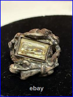 Rare Native American Deer Sterling Silver Abalone Ring Unisex Size 10