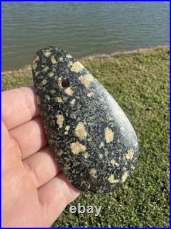 Rare Native American Drilled Porphyry Pendant Gorget Rare Native American Drilled Porphyry Pendant Gorget