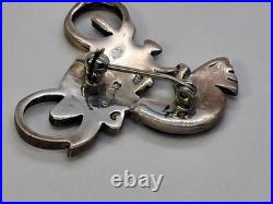 Rare Native American Hopi Turquoise 925 Sterling Silver Kokopelli Motorcycle Pin