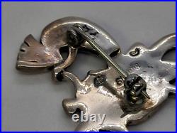 Rare Native American Hopi Turquoise 925 Sterling Silver Kokopelli Motorcycle Pin