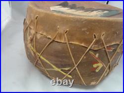 Rare Native American Indian Drum Painted Hide Tops & Sides -great