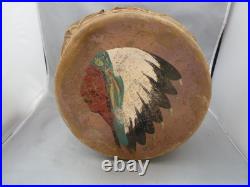 Rare Native American Indian Drum Painted Hide Tops & Sides -great