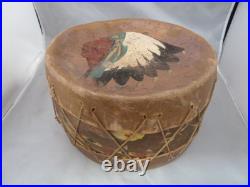 Rare Native American Indian Drum Painted Hide Tops & Sides -great
